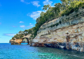 Pictured Rocks National Lakeshore hugs the south shore of Lake Superior in Michigan’s Upper Peninsula