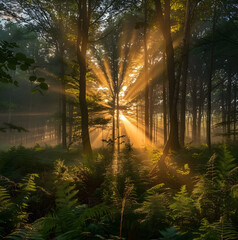 sunrise in the forest