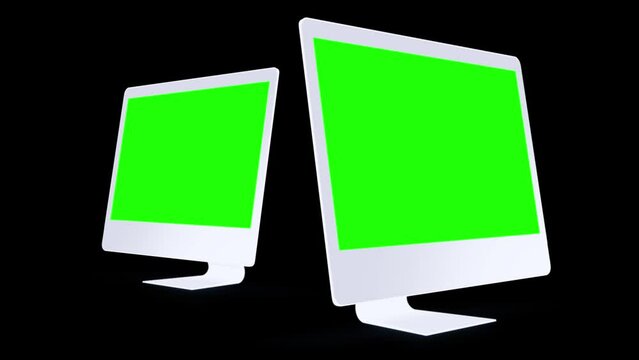 Desktop Mockup Series with blank green screen, isolated on Separate background. HD animation for presentation on mockup screen