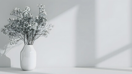 Flowers in vase white background Generative AI illustration