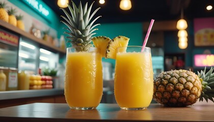 pineapple juice with pineapple in Indian street