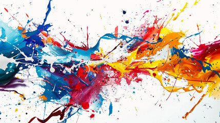 A painting of a colorful splash of paint with a white background