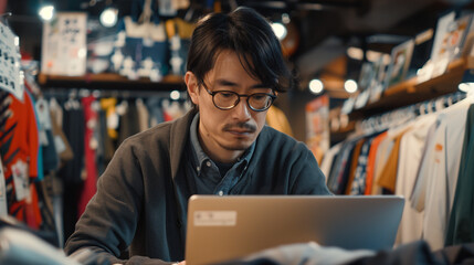 Fototapeta premium Boutique owner working on a laptop