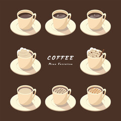 アイソメトリックのイラスト_コーヒーバリエーション