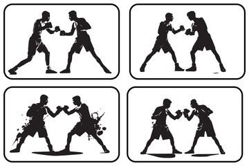 Boxing silhouette vector bundle