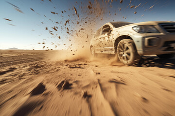 Fototapeta na wymiar Desert Rally: Adrenaline-Fueled Off-Road Adventure