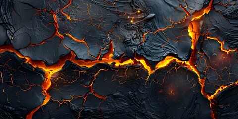 Vibrant Patterns and Crack Textures in Molten Lava Background. Concept Textures, Patterns, Vibrant Colors, Molten Lava, Background