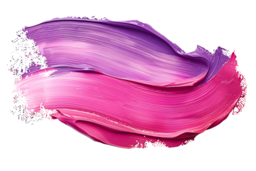 thick pink and purple acrylic oil paint brush stroke on transparent png background isolated