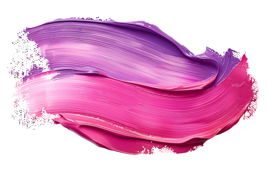 thick pink and purple acrylic oil paint brush stroke on transparent png background isolated