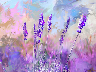 Digital Lavender. lavender flowers in the field