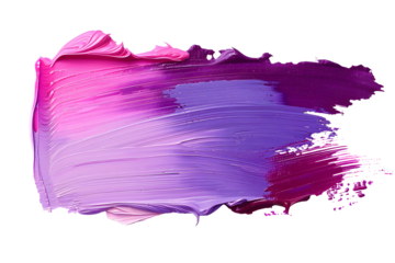 pink and purple acrylic oil paint brush stroke on transparent png background isolated