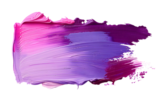 pink and purple acrylic oil paint brush stroke on transparent png background isolated