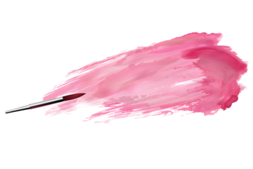 Shiny pink brush isolated on transparent background. pink watercolor png