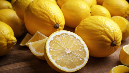 Viele gelbe Zitronen liegen übereinander
