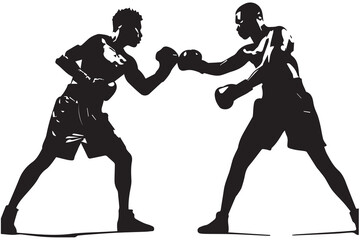 Boxing Black Silhouettes two Man