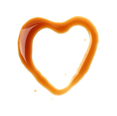 Heart made of tasty soy sauce isolated on white, top view