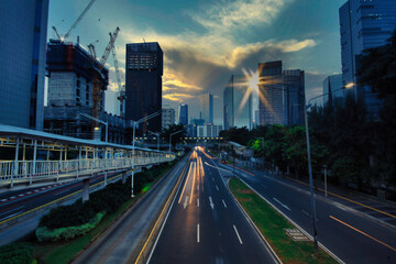 Jakarta night city scape background