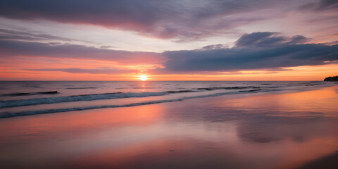 Fototapeta na wymiar sunset on the beach, Capturing Sunset Magic, Seaside Sunset Splendor, Capturing Sunset Magic Generative ai