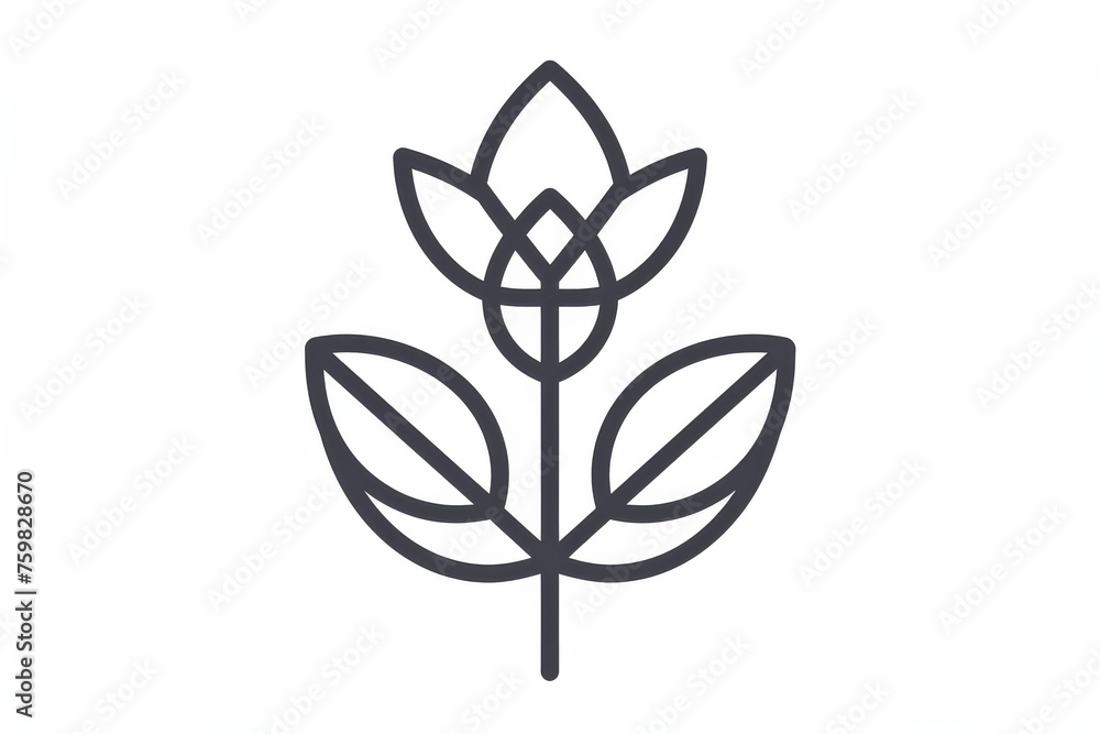 Poster abstract minimalist single-line drawing of a flower, suitable for prints and logos