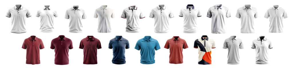 3D Rendering Pack of a Polo Shirt for Man and Woman on Transparent Background - Ai Generated