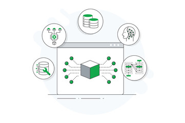 The Inner Workings of a Large Language Model. Building Blocks of a Powerful Language AI. Demystifying Large Language Models. A Visual Guide. Vector Editable Illustration.