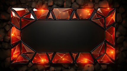 Glowing gemstone frame on dark background