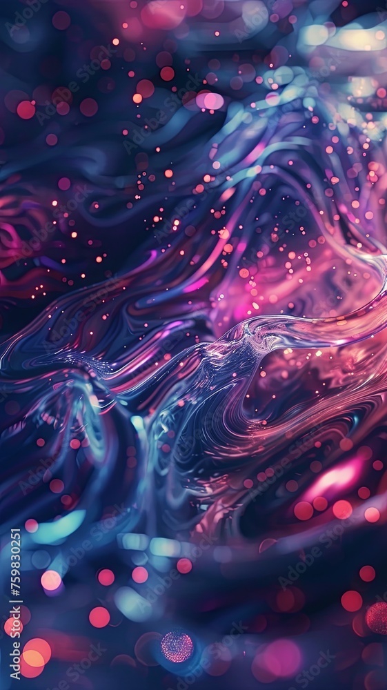 Poster abstract pattern with dynamic particles and fluid motion background