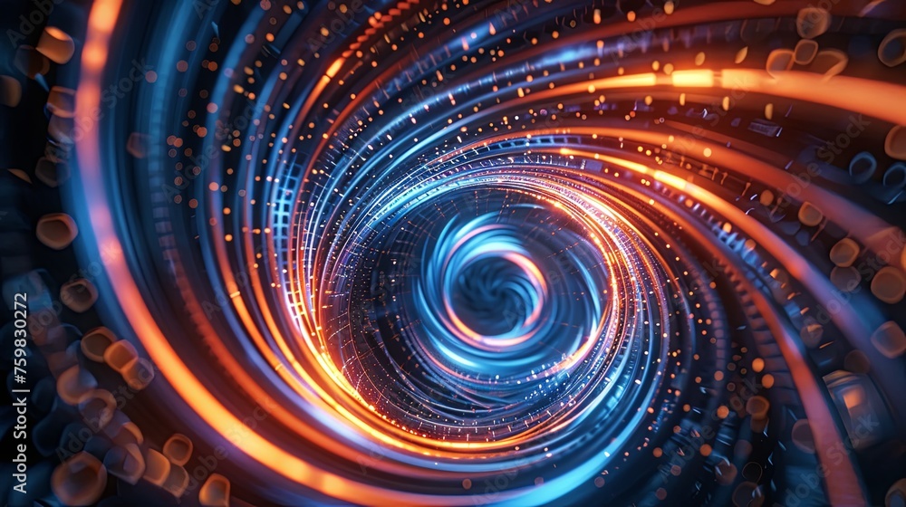 Poster futuristic blue and orange tech tunnel abstract technology background featuring a futuristic tunnel 
