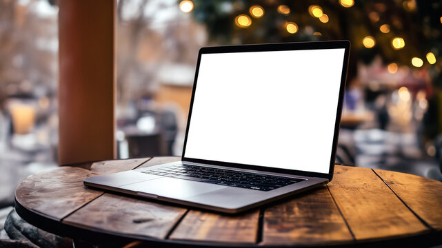laptop macbook  on table view background