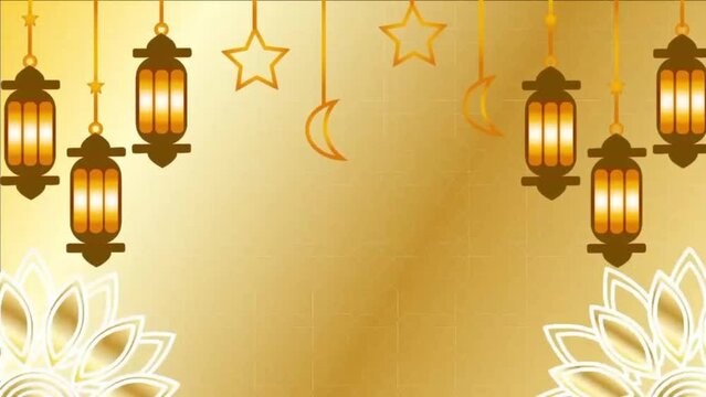 Beautiful Elegant Ramadan Mubarak Lantern or Islamic themed pattern Background. Ramadan arabic animation for the Holy Month