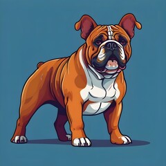 Obraz premium Colorful drawing of bulldog on blue background. Vector illustration. Generative AI