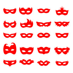 Set Collection of Carnival Masquerade Masks Icons Isolated on White Background