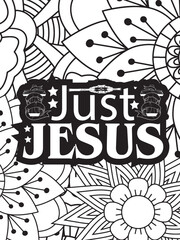 Christian Jesus Quotes Flower Coloring Page Beautiful black and white illustration for adult coloring book