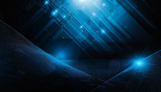 Futuristisch vision&auml;rer Hintergrund im Zeitalter der Digitalisierung und KI. Dunkelblau. Dark Mood.