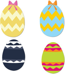 Vector illustration of a set of colored eggs. Spring holiday, Easter.