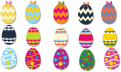 Vector illustration of a set of colored eggs. Spring holiday, Easter.