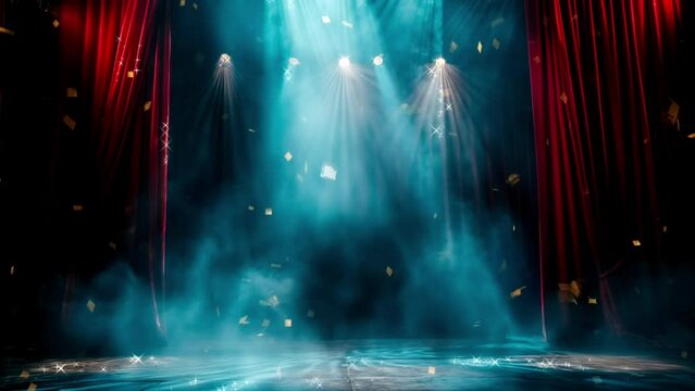 Luxurious stage with spotlights for theater performances or exhibition events