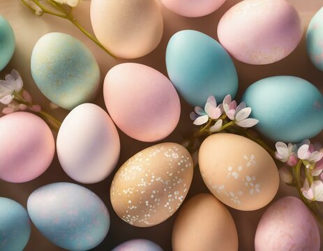 Pastel color Easter eggs