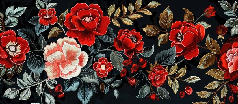 Mixed Embroidery Design Concept for Website and Interior Decoration