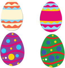 Vector illustration of a set of colored eggs. Spring holiday, Easter.