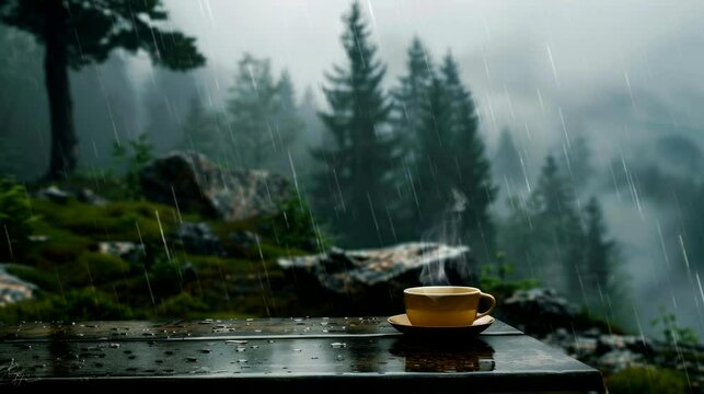 Relax with Hot Tea when it rains and the Mountains in the Distance