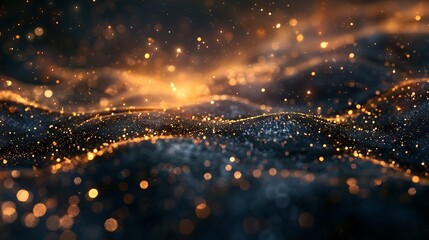 Abstract particle landscape on a dark background