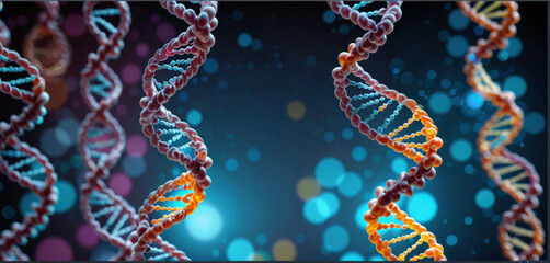 Colorful DNA gene helix spiral molecule structure