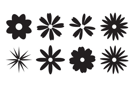Flower icons set. Abstract flower icons isolated on white background. Flower simple icon. Stock vector. eps10