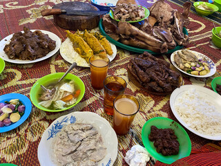 One of Indonesian Batanes food heritage, roasted chicken, processed pork meat, and processed gold...