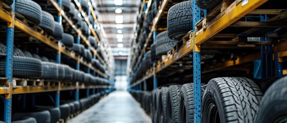 Auto tire storage warehouse with industrial racks