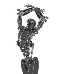Fototapeta premium apocalypse cyborg is dancing like a spanish on close up view
