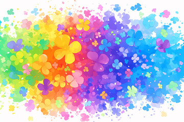 水彩風の鮮やかでカラフルな花がいっぱいの背景