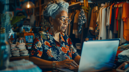 Obraz premium Boutique owner working on a laptop