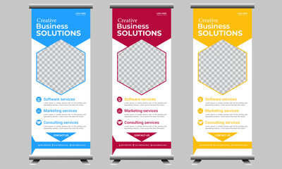 Creative multiple business roll up banner design for print